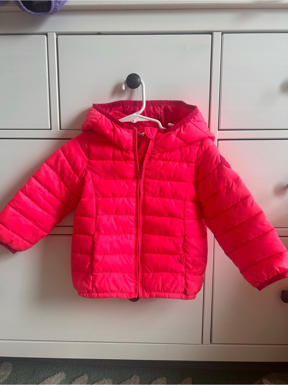 The Gap Hot Pink Puffer Jacket with Hood 2T